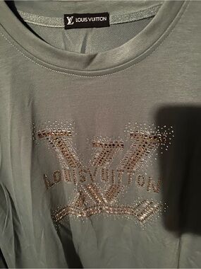 Women's Sage Green Logo Crystal Tee